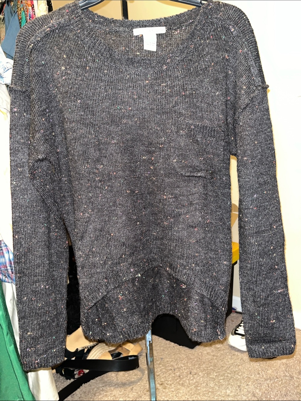 Speckled Charcoal Crewneck Sweater - Comfortable Everyday Layer
